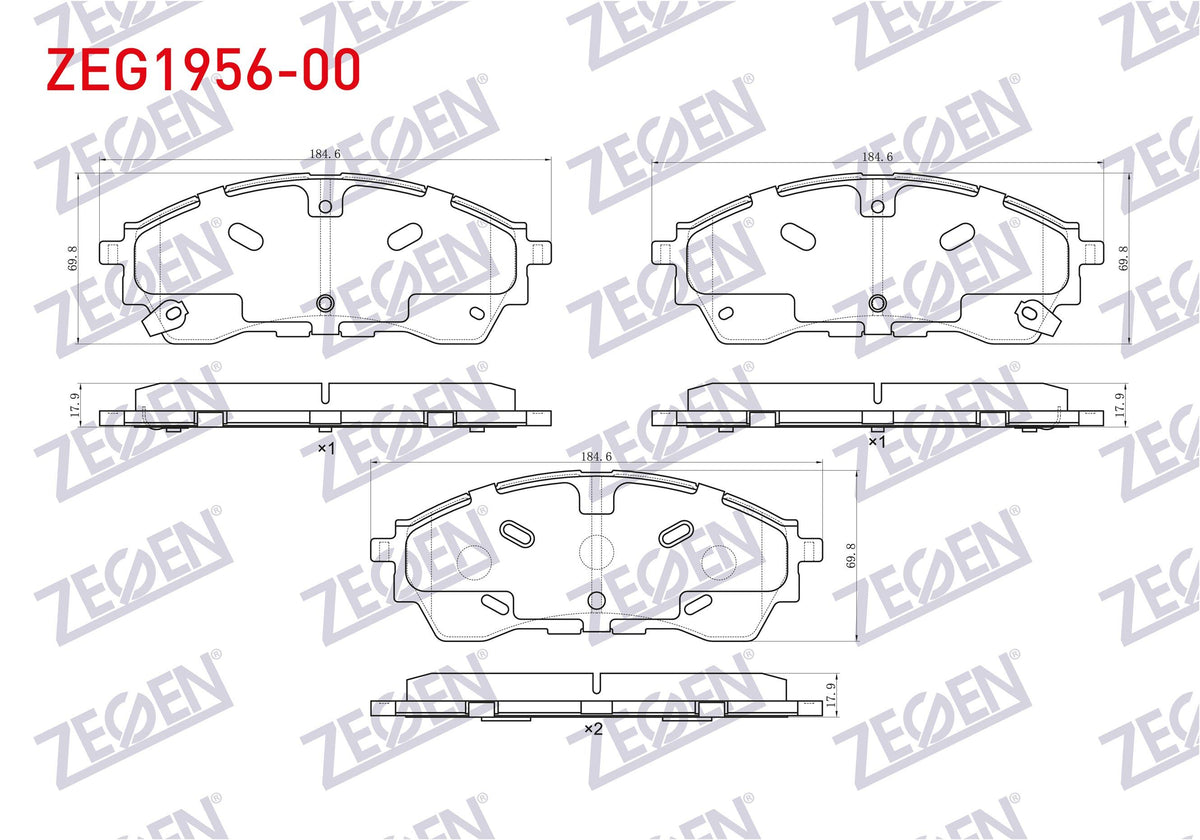 Zegen ZEG1956-00 Brake Pad Front Ford Ranger 2.0 Ecoblue 2019-/ 2.2 TDCi-3.2 TDCi 2011 — Brake Pads