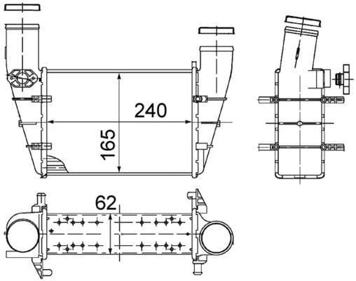 mahle turbo radiator intercooler front view, mahle turbo radiator intercooler side view, mahle turbo radiator intercooler dimensions MAHLE Turbo Radiator Intercooler for 96-01 Passat A4 A6 1.9 TDI MAHLE Turbo Radiator Intercooler 1.9 TDI mahle, turbo-radiator, intercooler, 1-9tdi, volkswagen-passat, audi-a4, audi-a6, car-parts, mechanic-supply, ai-generated