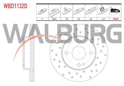 WALBURG WBD1132D Brake Disc Front Air Performance Drilled 4 Bjn 234 — Brake Rotors & Drums