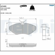 delphi lp1695 front brake pads set for traffic and vivaro, delphi lp1695 technical specifications, delphi lp1695 brake pad dimensions DELPHI LP1695 Front Brake Pads Set - Disk Brake for Traffic & Vivaro | Low-Metallic Material DELPHI LP1695 Front Brake Pads for Traffic & Vivaro brake-pads, delphi-lp1695, traffic-parts, vivaro-parts, car-braking-system, low-metallic, auto-parts, mechanics-tools, drivers, ai-generated