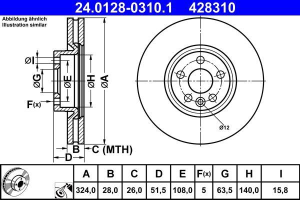 ATE 24.0128-0310.1 Brake Disc — Brake Rotors & Drums