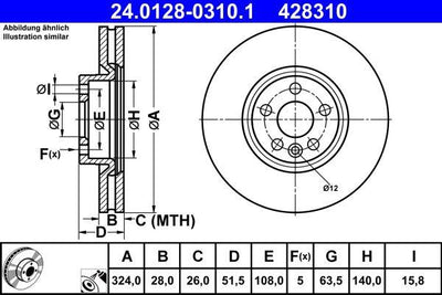 ATE 24.0128-0310.1 Brake Disc — Brake Rotors & Drums