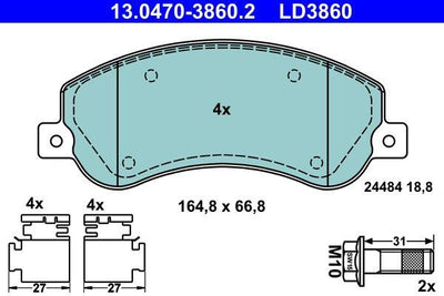 ATE 13.0470-3860.2 Brake Pad Ceramic — Brake Pads