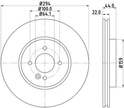 Hella 8DD355115-871 *2 Brake Disc Front Mini R55 R56 R57 R58 R59 — Brake Rotors & Drums