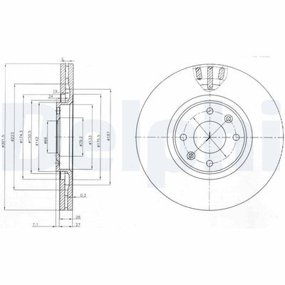 Delphi BG4002 Brake Disc Front 302 Peugeot 307 3008 C4 Picasso 1 Piece — Brake Rotors & Drums