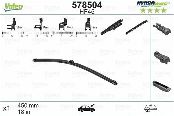 VALEO 578504 Wiper Blade - 18 Inch Classic Multi-Clip — Wipers