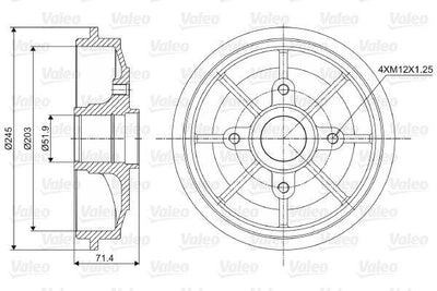 Valeo 237016 Brake Drum 02-C2-C3-1007 12-Pt.208 — Brake Rotors & Drums