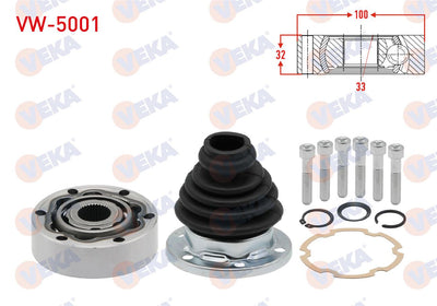 Veka VW-5001 CV Joint Left-Right Front Inner 33X32x100 Volkswagen Golf III (1H1) 1.8i 1991-1999 — Axles, CV Joints & Boots