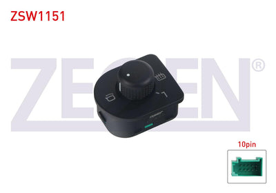 Zegen ZSW1151 Mirror Ayar Switch Heated Folding Mirror 10 Pin Volkswagen Golf IV-Passat-Transporter-Bora 1997-2005