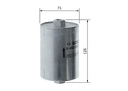 bosch fuel filter for passats and other models, close-up of bosch fuel filter specifications BOSCH Fuel Filter - Reliable Performance for Passat A80 A4 A6 A8 | Fits Models 1.9 / 2.0 BOSCH Fuel Filter for Passat A4 A6 A8 bosch, fuel-filter, car-parts, passat-accessories, fuel-system, mechanics, car-owners, automotive, maintenance-tools, ai-generated
