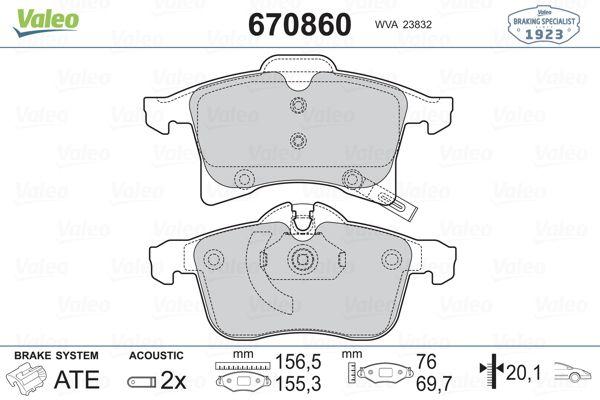 Valeo 670860 Front Brake Pad Opel Astra H Meriva A B Zafira B Corsa C Combo C 1.9D — Brake Pads