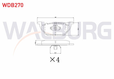 WALBURG WDB270 Brake Pad Front VW Golf IV 1.4i 16V 1997-2005 / Golf IV 1.6i 16V 1997-2005 / Caddy II 1.9 TDI 199 — Brake Pads