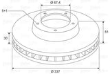 VALEO Brake Disc Opel Insignia A - 337mm Front Disc — Brake Rotors & Drums