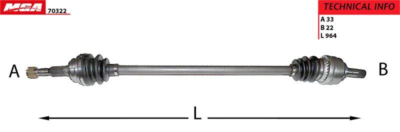 MGA 70322 Axle Complete Right-(Opel: Astra G 1.4-1.6 16V 98 > 04) — Axles, CV Joints & Boots