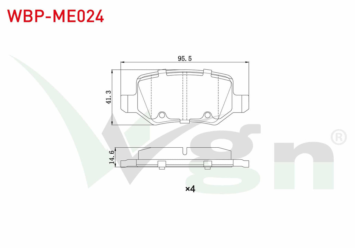 WGN WBP-ME024 Brake Pad Rear Mercedes A Series (W169) A 150 2004-2012 / (W169) A 170 CDI 2004-2012 / B Series (W — Brake Pads