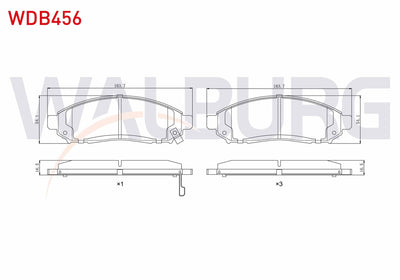 WALBURG WDB456 Brake Pad Front with Wear Indicator Cable Drilled Nissan Navara (D40) 2.5 dCi 4Wd 2005-2015 / Nis — Brake Pads