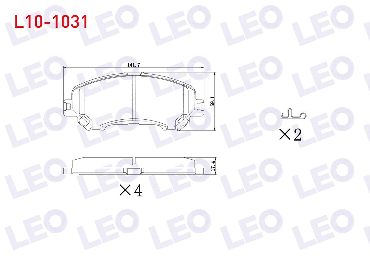 LEO L10-1031 Brake Pad Front Nissan Qashqai 2014-/ X-Trail 2013-/ Renault Kadjar 2015-/ Megane IV 2016-/ Talisma — Brake Pads