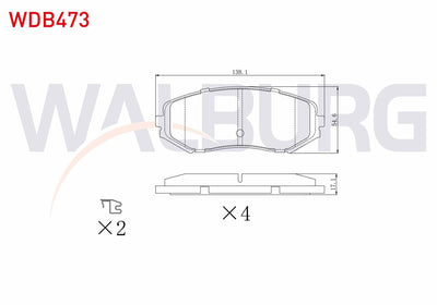 WALBURG WDB473 Brake Pad Front Suzuki Grand Vitara II (Jt) 1.6 Vvt-I 2005-/ Grand Vitara II (Jt) 1.9 DDiS 2005 — Brake Pads
