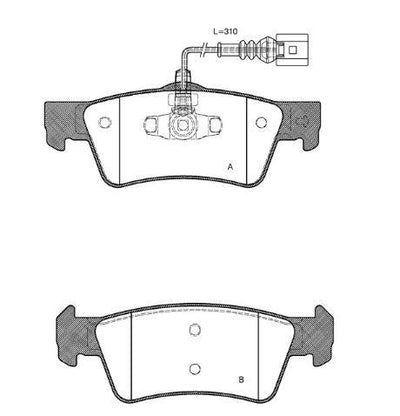 MGA 55653 Rear Brake Pad-Cable 310mm (VW Transporter 03-08) — Brake Pads