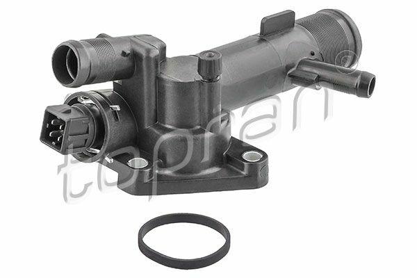 topran 700570 thermostat for nissan and renault vehicles, close-up of topan 700570 thermostat with gasket, packaging of topran 700570 thermostat TOPRAN 700570 Thermostat - Replacement Part for Nissan Micra, Note, Almera & Renault Scenic | 1.5 DCI TOPRAN 700570 Thermostat for Nissan/Renault Vehicles topran, thermostat, nissan-parts, renault-parts, car-maintenance, engine-parts, coolant-system, replacement-parts, car-owners, ai-generated
