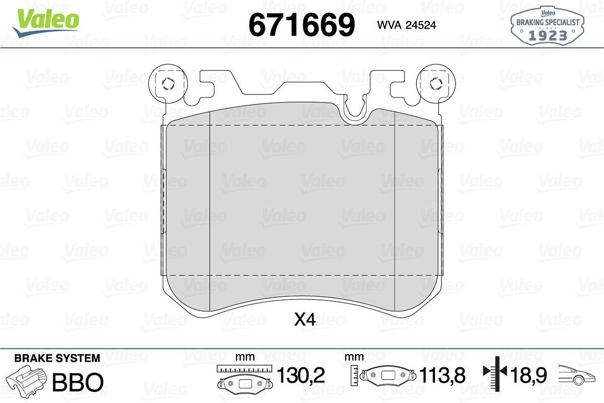 Valeo 671669 Brake Pad Front BMW X5 M E70 09-X6 M E71 09 — Brake Pads