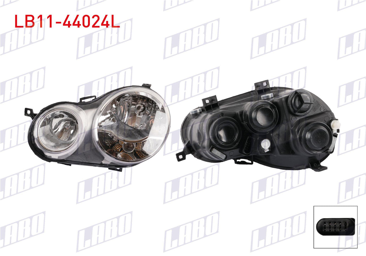 LABO LB11-44024L Headlight Left with Motor Volkswagen Polo (9N_, 9A_) 2002-2005 — Headlights