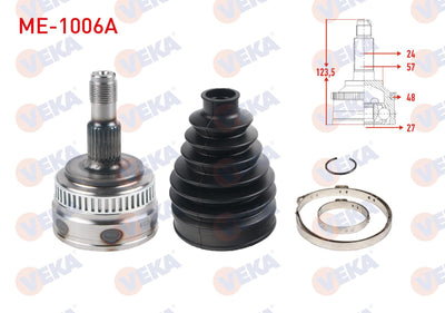 Veka ME-1006A CV Joint Left-Right Front Outer Mercedes Vaneo (414) 1.6 with ABS 48 Outer 24X27x57 — Axles, CV Joints & Boots