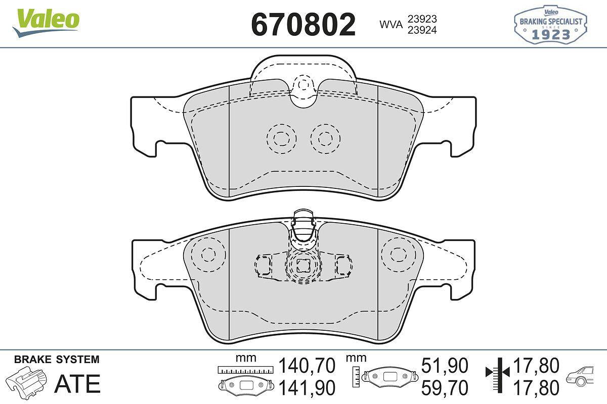 Valeo 670802 Brake Pad Rear Mercedes W463/X164/W164/W251 2004-2012 — Brake Pads