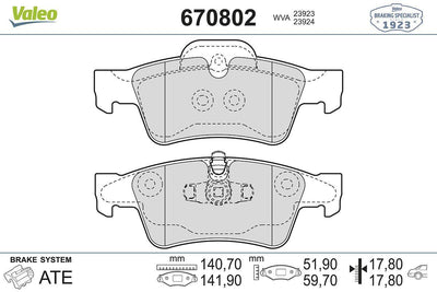 Valeo 670802 Brake Pad Rear Mercedes W463/X164/W164/W251 2004-2012 — Brake Pads