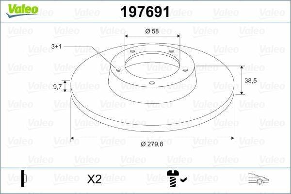 VALEO 197691 Brake Disc Front - Smart Roadster Coupe & Fortwo Coupe — Brake Rotors & Drums