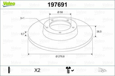 VALEO 197691 Brake Disc Front - Smart Roadster Coupe & Fortwo Coupe — Brake Rotors & Drums