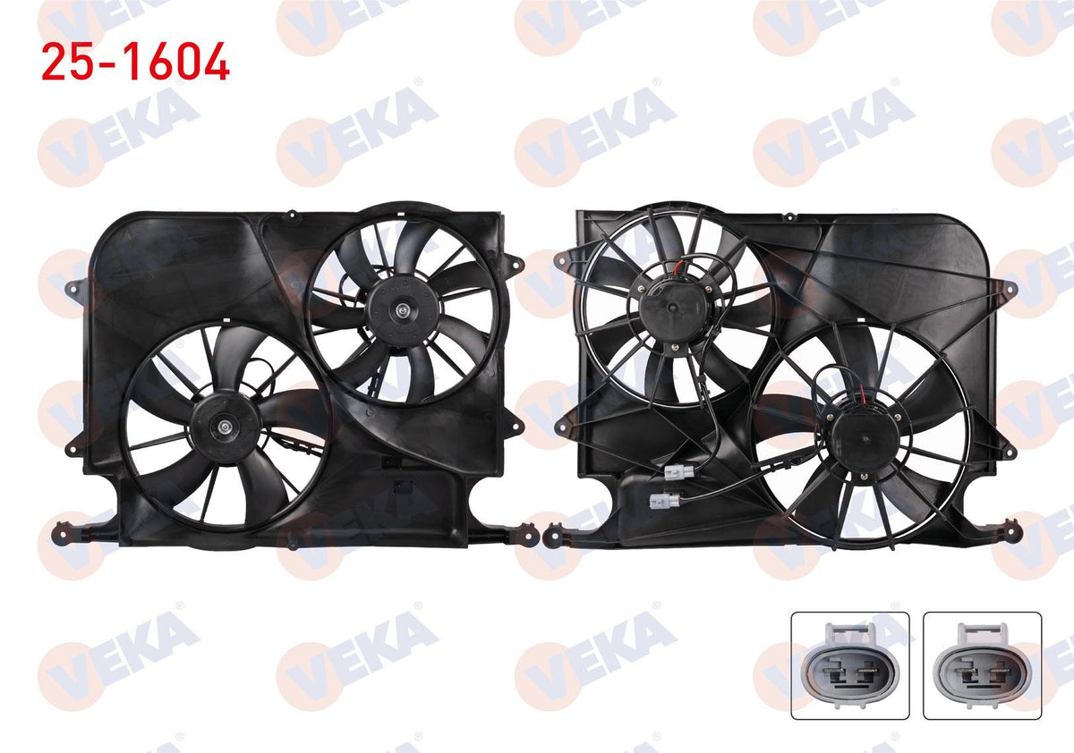Veka 25-1604 Fan Motor (Su + A/C) with Shroud Twin Chevrolet Captiva (C100) 2.0 D 2006-2012 — Motors, Pumps & Antennas