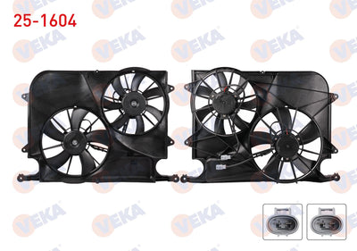 Veka 25-1604 Fan Motor (Water + A/C) with Shroud Twin Chevrolet Captiva (C100) 2.0 D 2006-2012 — Motors, Pumps & Antennas