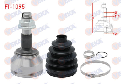Veka FI-1095 CV Joint Left-Right Front Outer 35X29x71.5 Length 198mm (Dıstan Sekmanlı) Fiat — Axles, CV Joints & Boots
