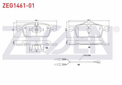 Zegen ZEG1461-01 Brake Pad Front with Connector Peugeot 508 1.6 HDi 2010-/ 508 1.6 E-HDi 2010-/ 508 Sw 1.6 HDi 2 — Brake Pads