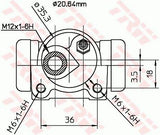 TRW BWF166 Brake Cylinder - 206 Hatchback — Brake Hydraulics