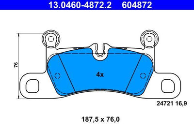 ATE 13.0460-4872.2 Brake Pad Rear Touareg 7P 10 > 911 12 > Boxster 12 > Cayenne 10 > — Brake Pads