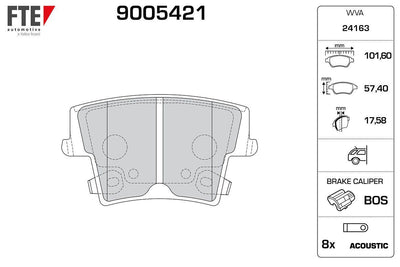 Fte 9005421 Brake Pad Rear Chrysler 300C 04-12 Lancia Thema 3.6 3.0D 11 — Brake Pads