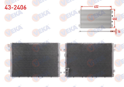 Veka 43-2406 A/C Condenser Kia Sorento I (Jc) 2.5 CRDi A-T 2002-2006