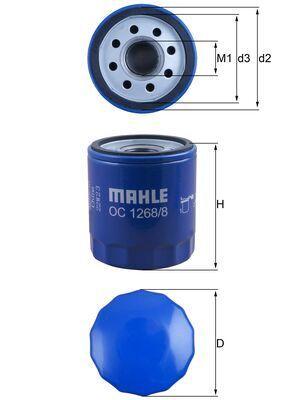 Mahle OC1268-8 Oil Filter Opel-Astra K 1.4 Turbo 2019-Insignia B
