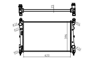 MGA 80445 Water Radiator Mechanical (Fiat: Doblo 1.3 Mjt 2010 >) 620×396×23 — Radiators & Fans
