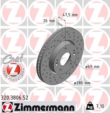 Zimmermann 320.3806.52 Kia Sportage 04-06 Ceed 07-Cerato 09-Venga Soul 09-Hyundai Tuscon 04- i30 07-ix20 280 | 1 Piece