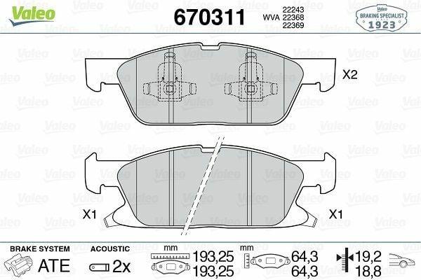 VALEO 670311 Front Brake Pad - Ford Galaxy III, Edge 2.0 Ecoblue, S-Max — Brake Pads