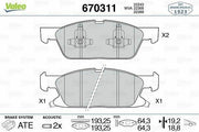 valeo front brake pad for ford vehicles, 360-degree view of valeo brake pad, technical specifications of valeo 670311 brake pad VALEO 670311 Front Brake Pad - Ford Galaxy III, Edge 2.0 Ecoblue, S-Max | 192.6 mm Width VALEO Front Brake Pad for Ford Galaxy III, Edge, S-Max valeo, front-brake-pad, ford-galaxy, edge, s-max, brake-parts, car-accessories, mechanics, automotive, ai-generated