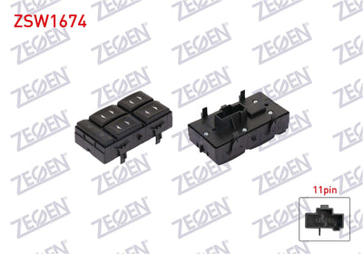 Zegen ZSW1674 Glass Release Switch Group 11 Pin Ford Mondeo 2000-2007 — Switches & Relays