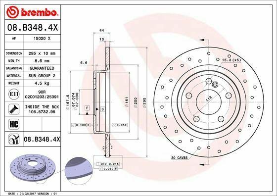BREMBO Rear Brake Disc - Grooved for Mercedes W117, W156 and 2 more models — Brake Rotors & Drums
