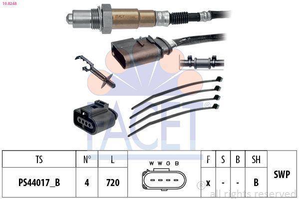 Facet 10.8248 Oxygen Sensor VW Golf Bora Bfq Rear 4 with Connector 75Cm — Oxygen & Air-Fuel