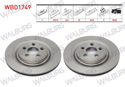 WALBURG WBD1749 Brake Disc Rear Jaguar Xf 2008-2015 / Xj 2003-2019 / S-Type 2004-2007 — Brake Rotors & Drums