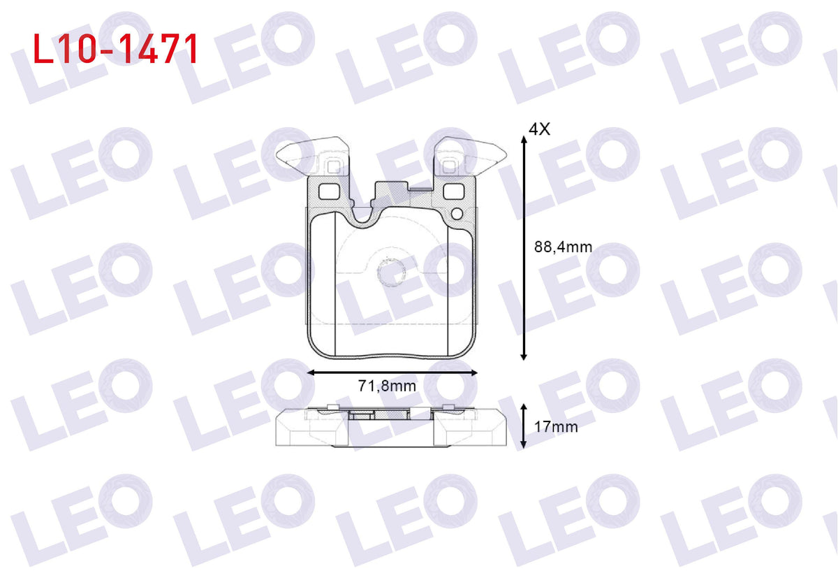 LEO L10-1471 Brake Pad Rear BMW 3 Series (F30) 316 i 17.00mm 2011 — Brake Pads