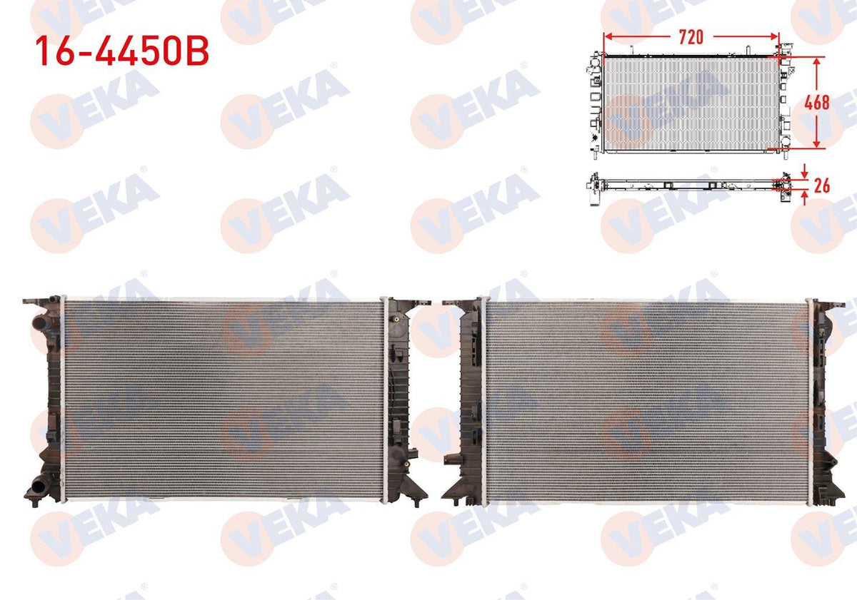 Veka 16-4450B Su Radiator Brazing Audi A4 (8K2,B8) 2.0 TDI M-T 2007-2015 — Radiators & Fans